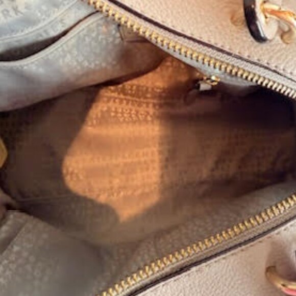 Kate Spade Atwood Pebbled Leather Dome Satchel Crossbody Taupe Gray Tassel Bag - Picture 7 of 15